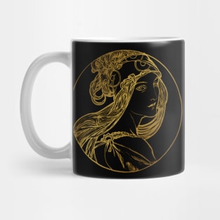 Art nouveau gold silhouette lady Mug